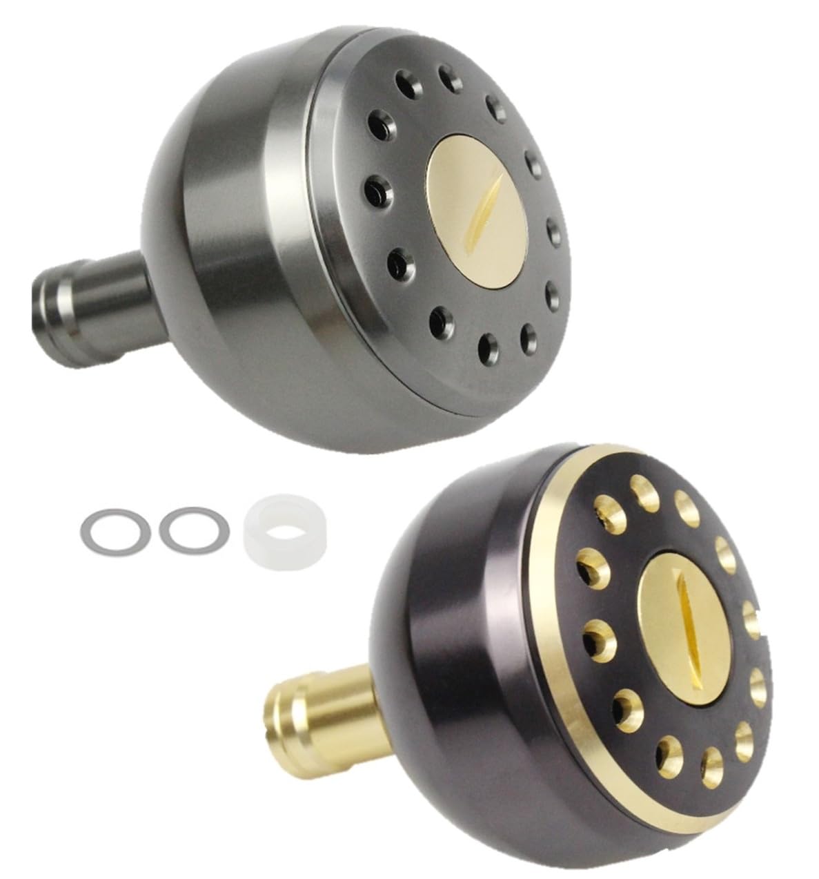 

APAGAI of Aluminum Round Knobs for Spinning Bluefish Power Handle Replacement for Shimano Daiwa 4000 Silver and Black [Set 2] Reels, Fishing, Knobs,