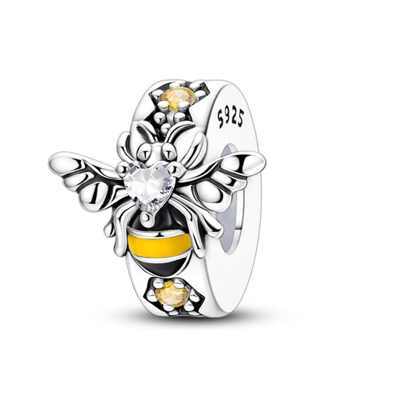 100% 925 Silver Rainbow Zircon Colorful Butterfly Dragon Shaped Silicone Stopper Charms Beads Fit DIY Bracelets Jewelry