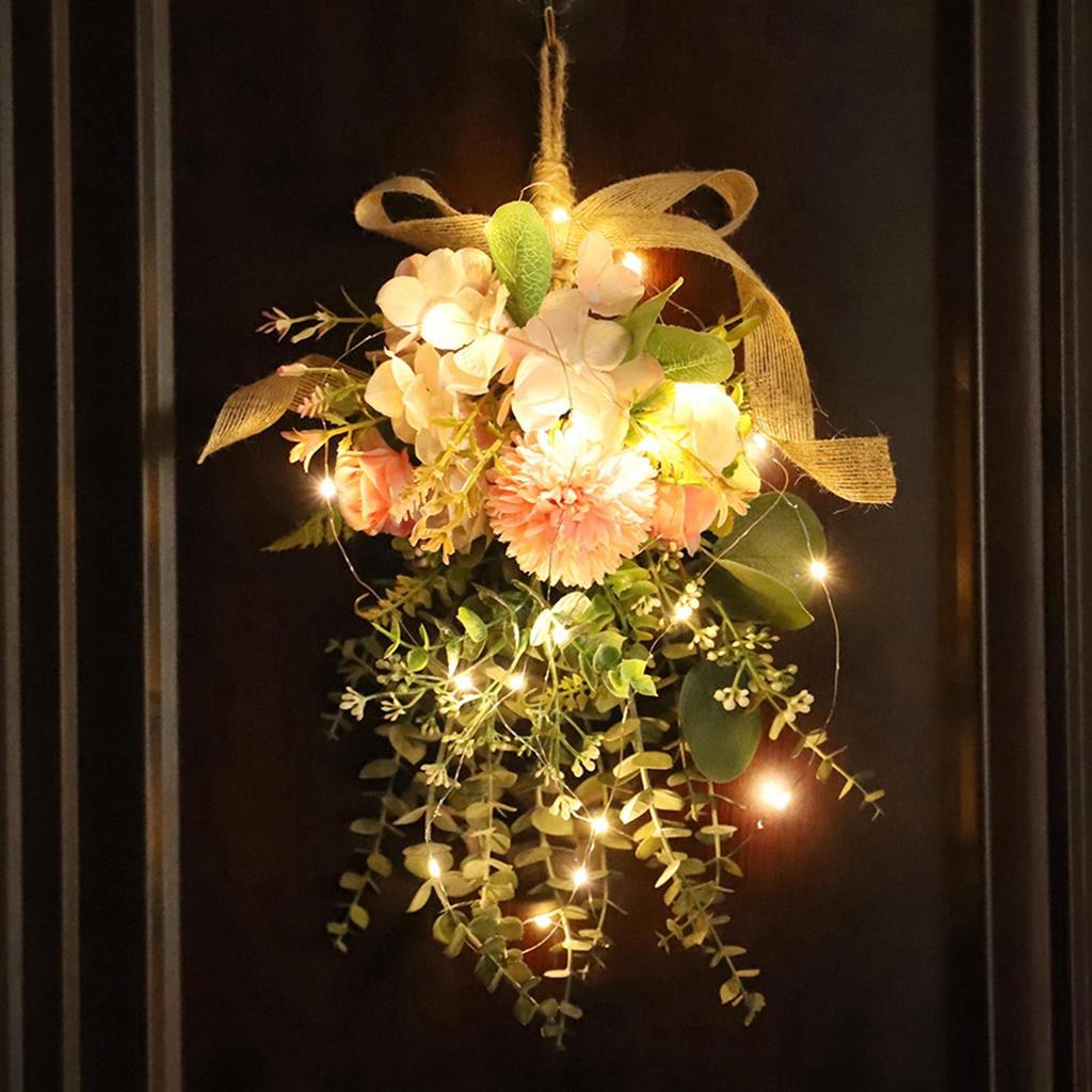 Artificial Floral Swag Flower Teardrop Wreath Decor Sturdy Garland for Wedding Anniversary