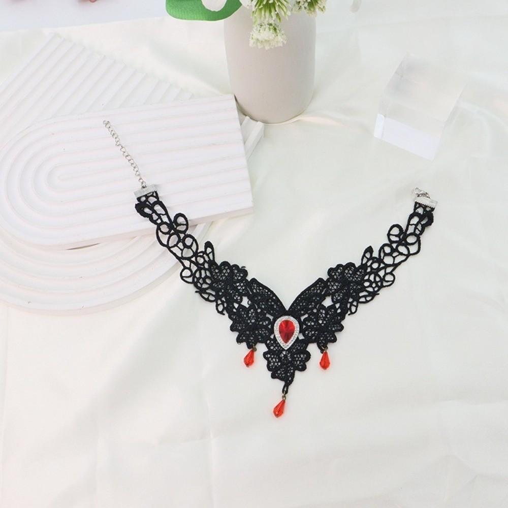 Pendant Lace Flower Necklace Tassel Halloween Clavicle Choker Cool Halloween Necklace  Party