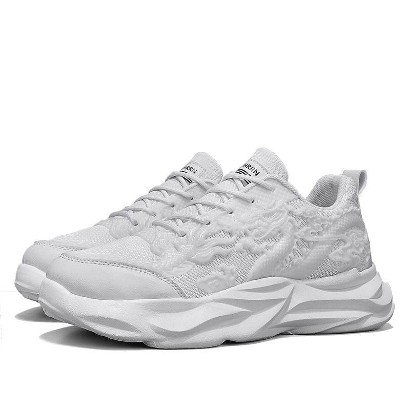 

Мужские кроссовки Мужская повседневная обувь Беговая спортивная обувь Нескользящие теннисные туфли для мужчин Сетчатые дышащие шнурки Плоские спортивные туфли 40 белый