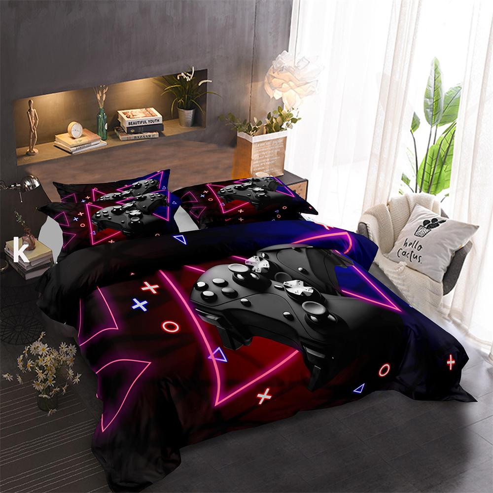 

Игровой пододеяльник Кинг/Квин 3D Черный Игровая ручка Постельное белье для детей Подростков Мальчиков Мужчин Геймер Декор для спальни Покрывало Наволочка 70x133cm 2pcs