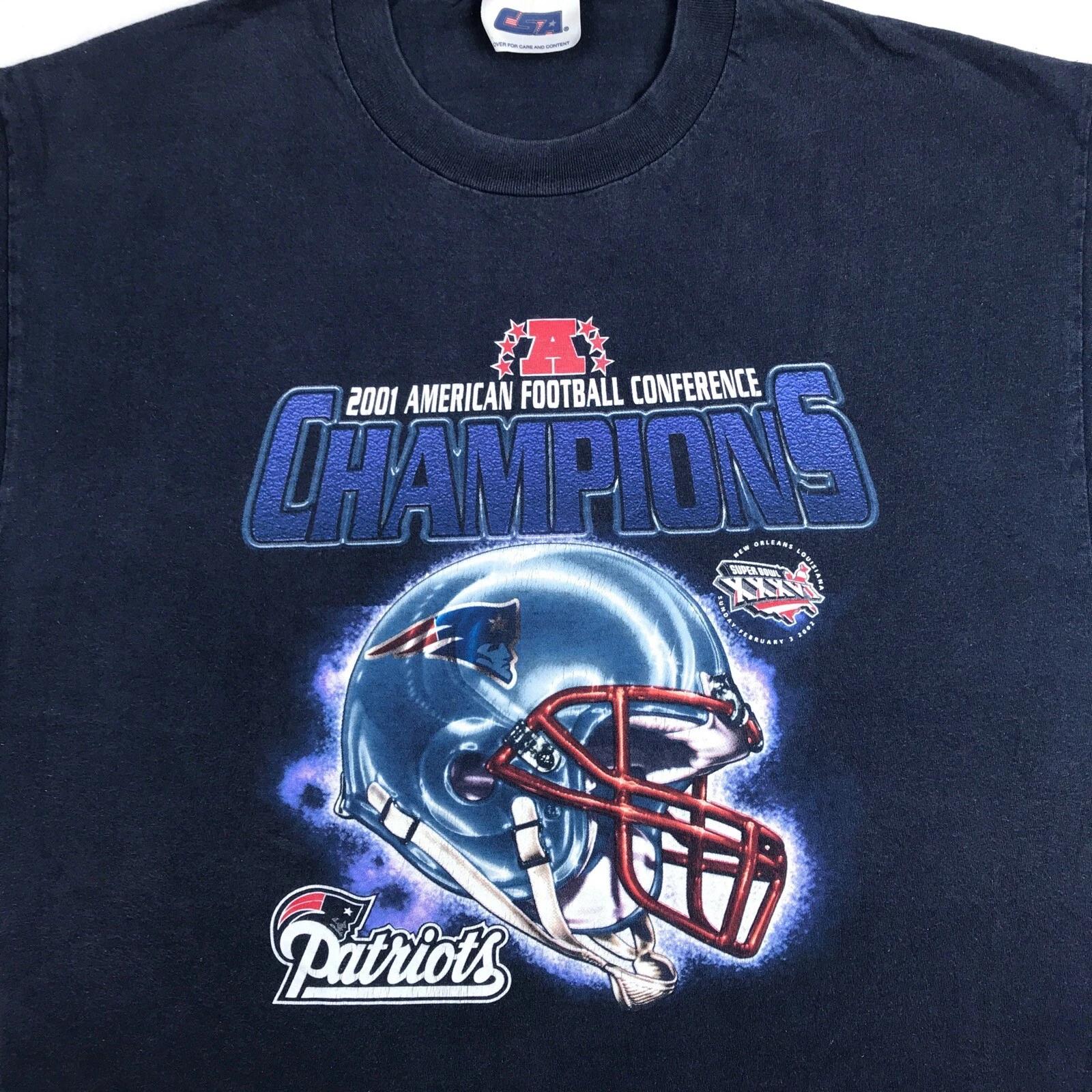 vintage 2001 NEW ENGLAND PATRIOTS T-Shirt XL nfl football hip hop 4XL