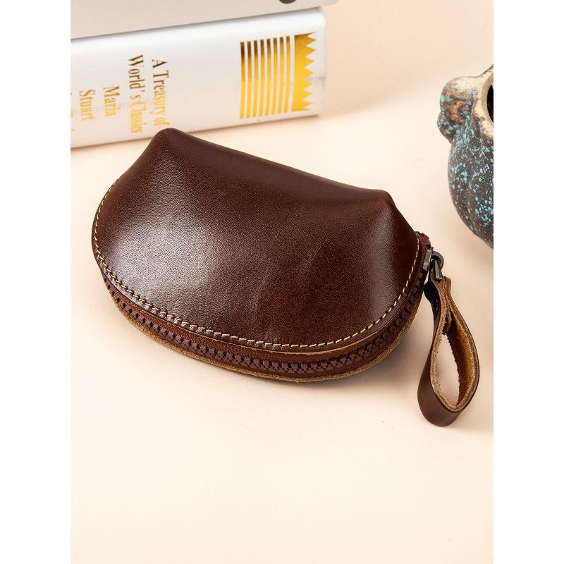 Cute Mini Leather Small Coin Purse High-end Sense First Layer Cowhide Coin Storage Bag Pendant Key Card Case