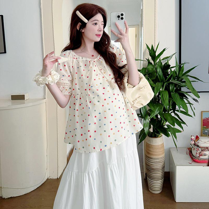 Spring/Summer 2026 Maternity Polka Dot Top & Layered Skirt Set XL