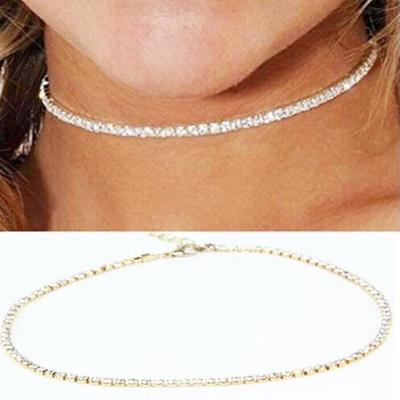 Women Shiny Rhinestones Collar Choker Necklace Wedding Party Jewelry