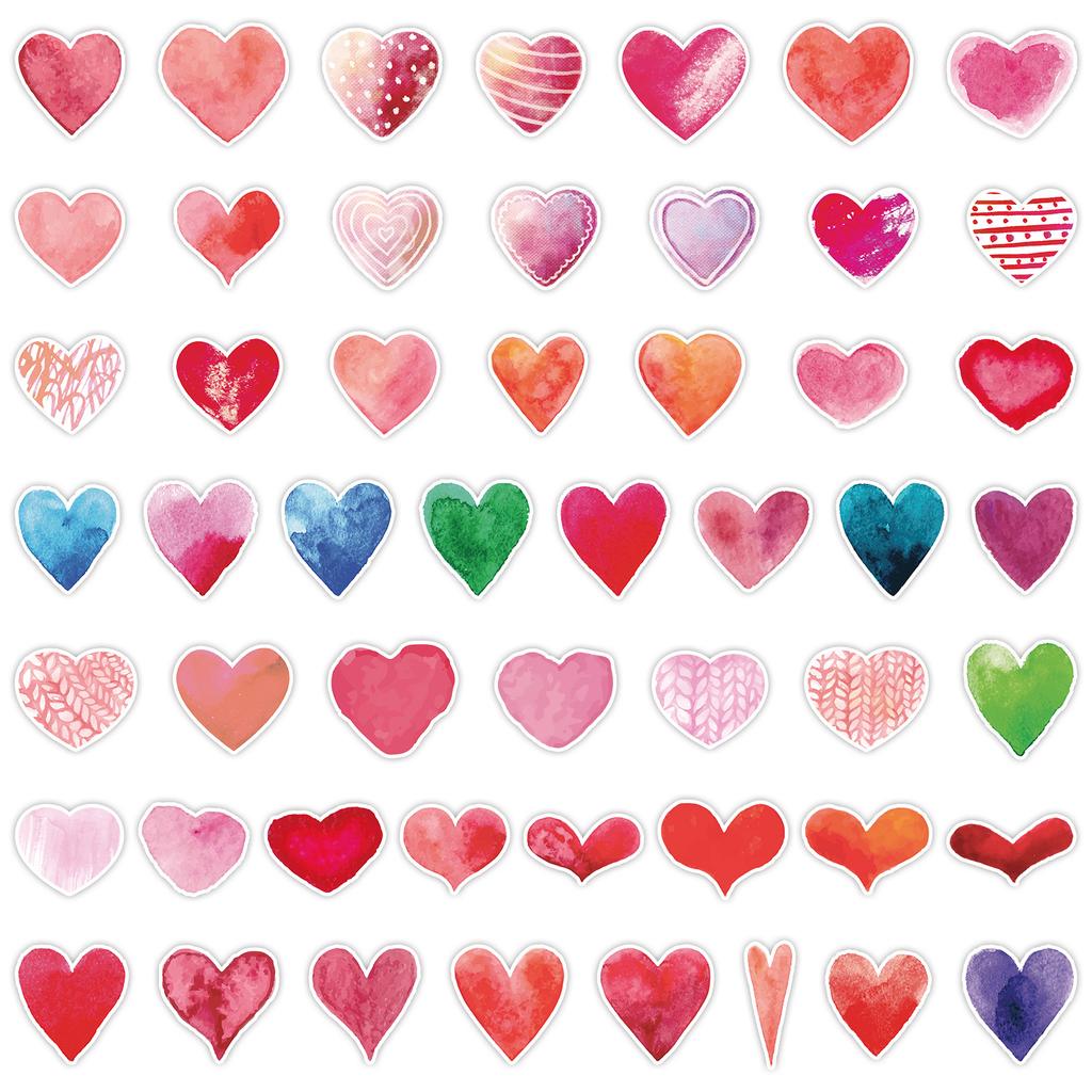 50 Valentine's Day Love Doodle Stickers Luggage Laptop Skateboard Mobile Phone Waterproof Decorative Stickers