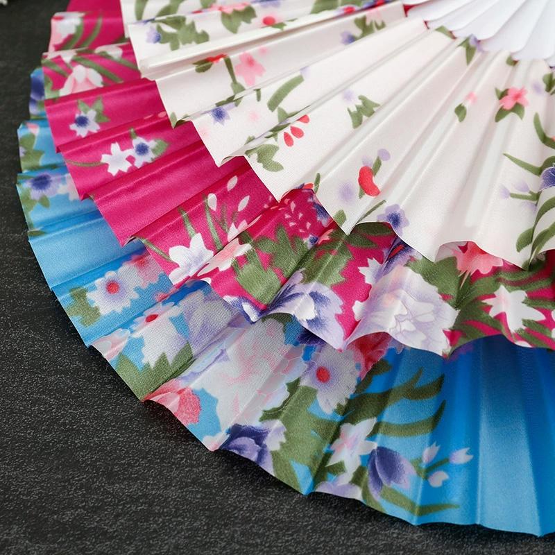 1Pc Flower Pattern Vintage Chinese Style Fashion Dance Fan Elegant & Luxurious Hand Held Folding Fan Stamping Design