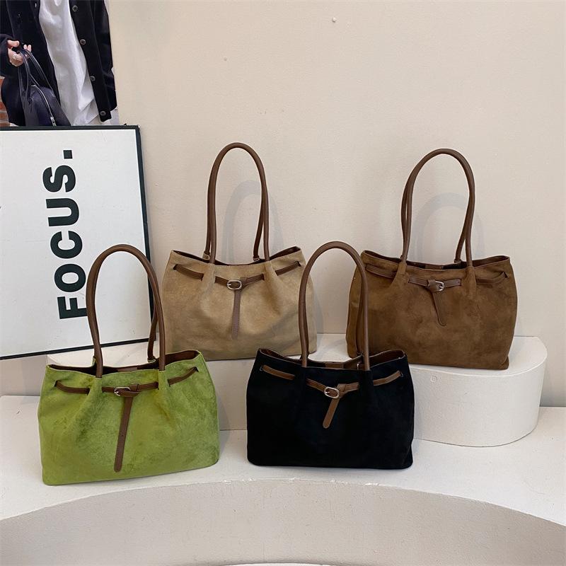 Suede large-capacity tote bag women's new trendy high-end shoulder bag going out to work commuter bag