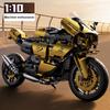 New Black Gold Motorcycle Building Blocks Assembly Cool Collection Display Model Car Kit Boy Children Toy Birthday Gift 1200+pcs