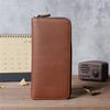 Crazy Horse Leather Men's and Women's Long Wallet, Two Fold Genuine Leather, Pure Top Layer Cowhide, Retro Wallet