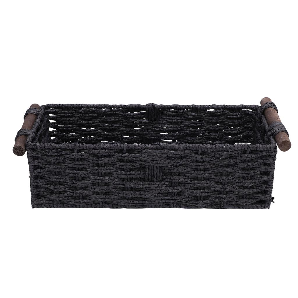 Toilet Paper Storage Basket Handwoven Paper Rope Decorative Storage Bin 35x15x10cm for Bathroom Livingroom Shelves Countertop