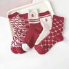 5 Pairs of Women's Autumn and Winter Warm Trend Embroidery Cylinder Stack Socks