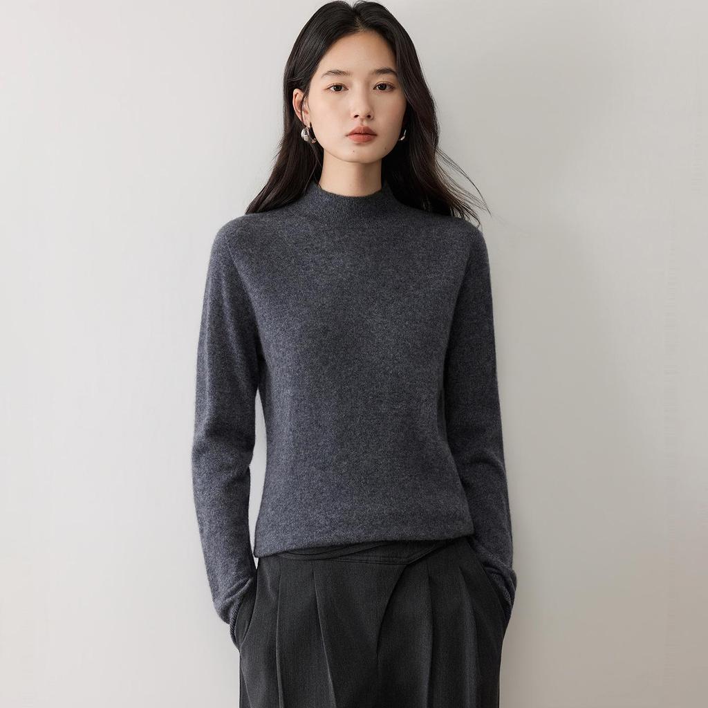 Lekasha Women's Seamless 12-Gauge Cashmere Knitwear: Autumn/Winter Half-High Neck Sweater