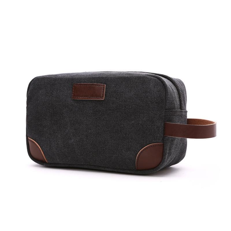 Korean Style Thick Casual Canvas Bag Solid Color Portable Coin Purse Unisex Storage Bag Makeup Bag