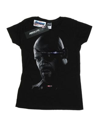 Camiseta feminina de algodão Avengers Endgame Avenge The Fallen Nick Fury