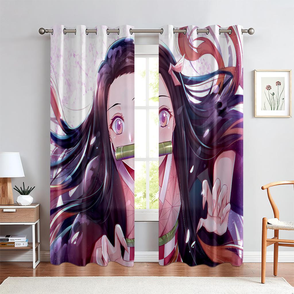 Cartoon Anime Character Curtains for Children's Room, Bedroom, Study, Window Decoration, Cheap, 2 Panels, 3D