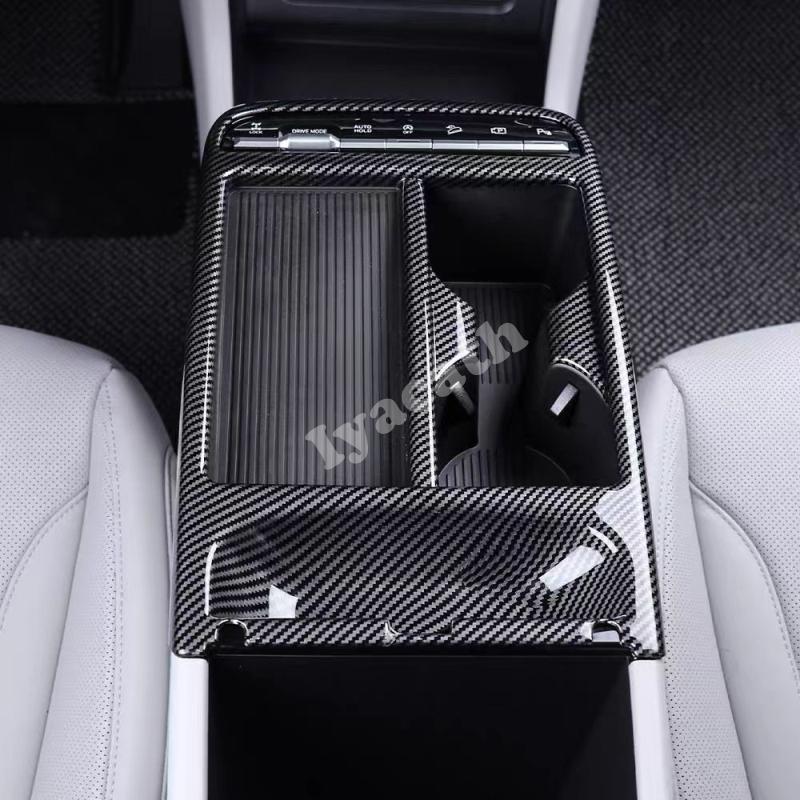 LHD For Hyundai Tucson NX4 2025 Interior ABS Carbon Fiber Central Control GAS Gear Shift Panel Front Water Cup Holder Cover