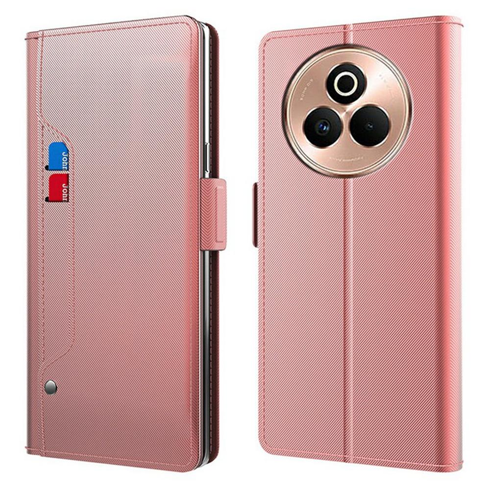 For Realme P3 Pro 5G Case Stand PU Leather Phone Cover Card Holder Mirror