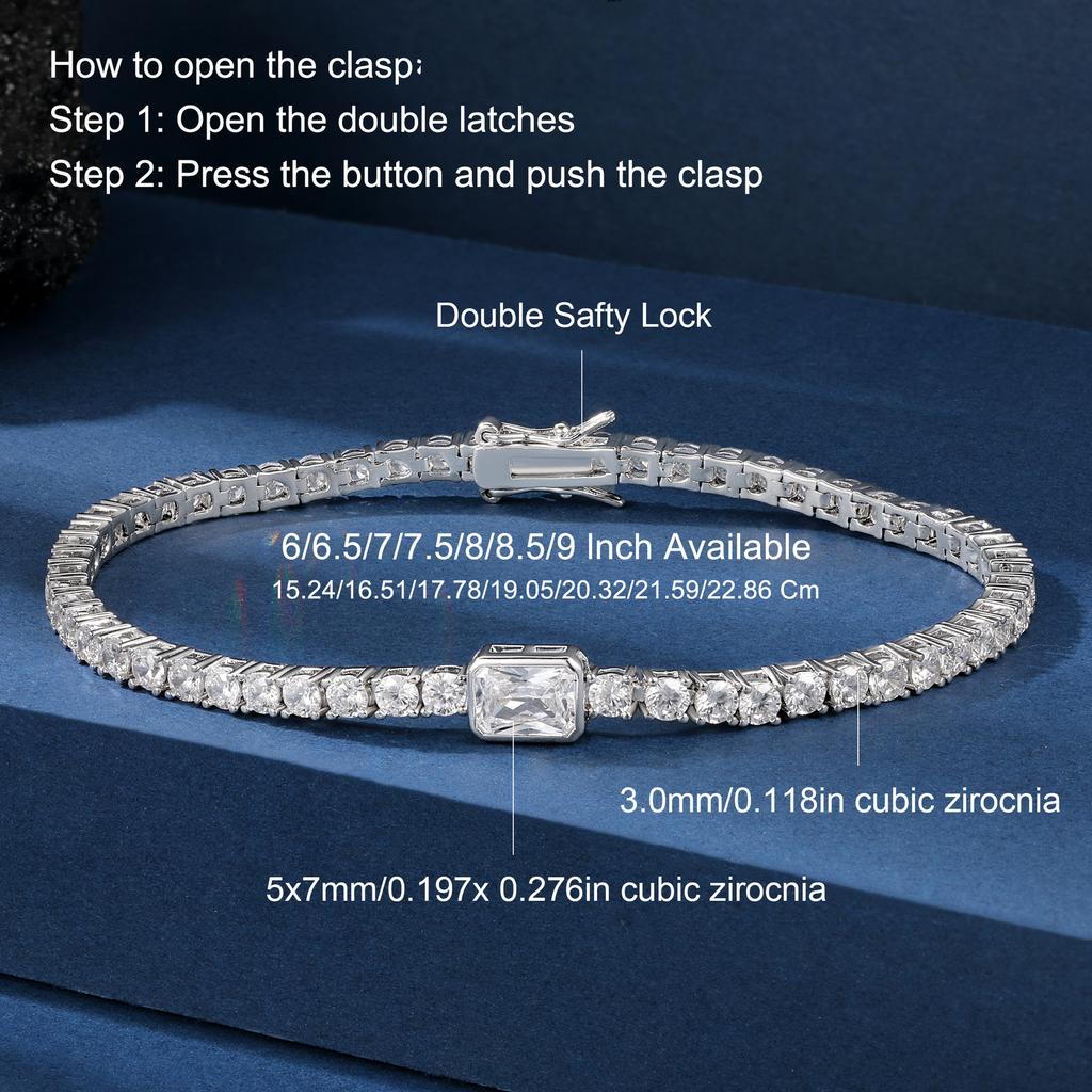 A 3mm Copper Inlaid Zircon Bracelet, Gold White Gold Tennis Bracelet, Popular and Fashionable
