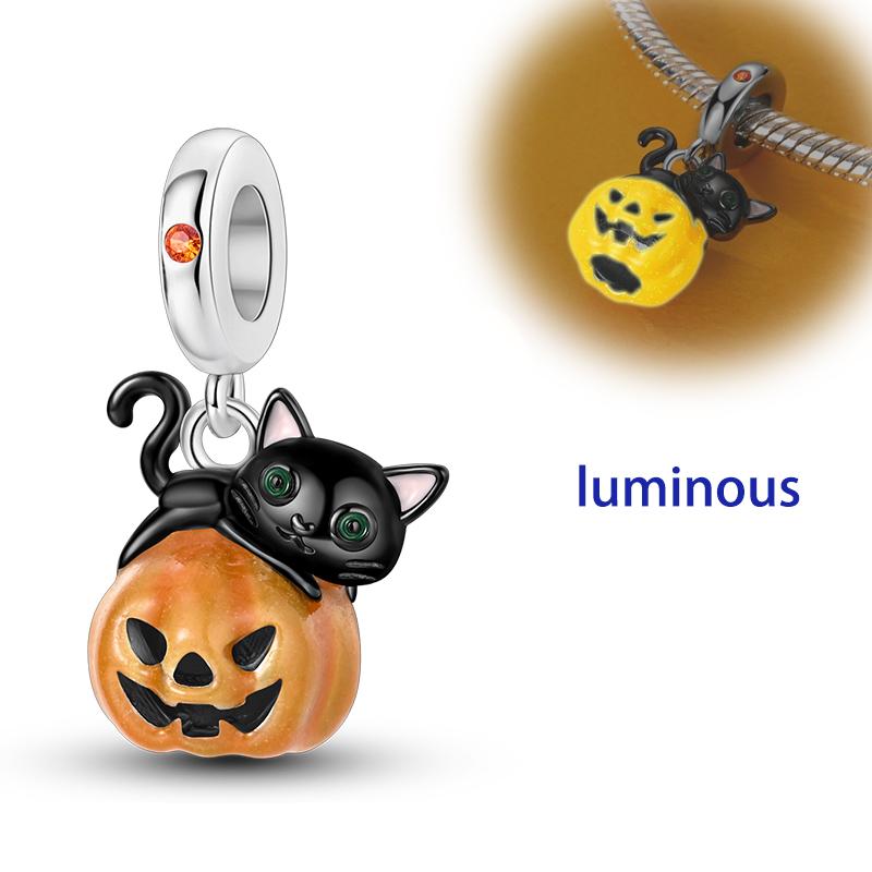 Halloween Copper Charms Pumpkin Witch Beads Pendants Fit Original Bracelet Diy For Woman Jewelry Gift