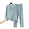 Damen-Pyjama-Set für zu Hause, Oberteil + Hose, Modal-Baumwoll-Pyjama, weiche Kleidung, Frühlings- und Herbst-Pyjama-Set
