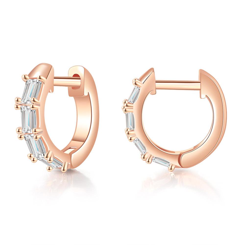 Orecchini Classici Brillanti in Zirconia Cubica da Donna Colore Oro Rosa Carini Mini Accessori per Orecchie Lobe Gioielli alla Moda E547