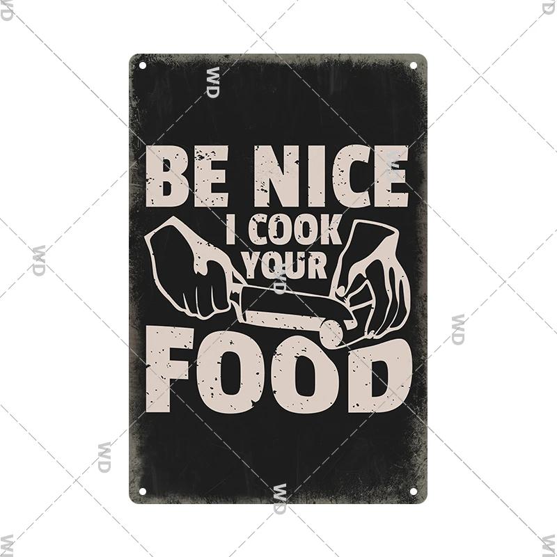 Retro Plåtskylt Köksregler Mat Järnmålning Väggkonst Metall Vintage Plakett Metallaffischer för Hus Hem Matsal Dekor