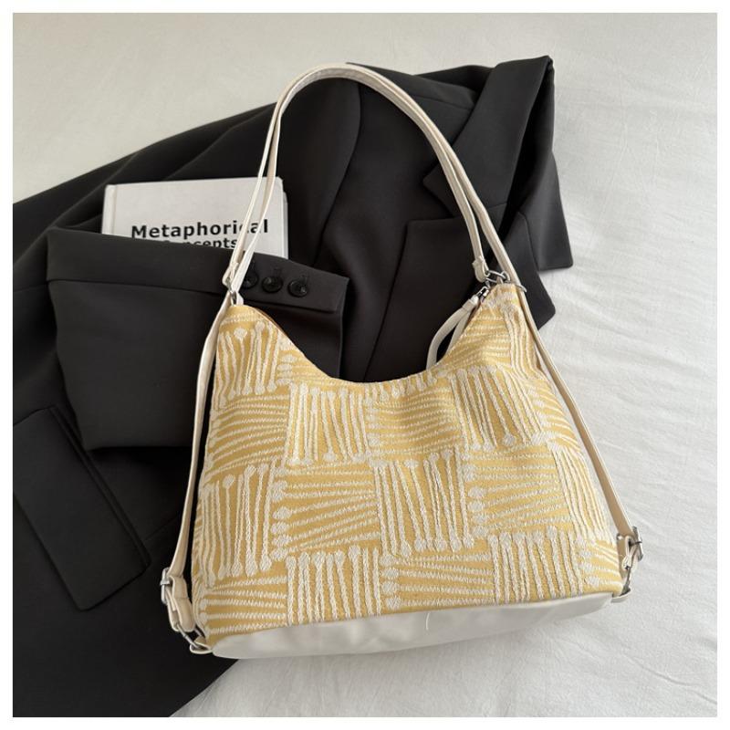 New Striped Underarm Shoulder Bag Large Capacity Commuter Handbag Multi-purpose Versatile Backpack