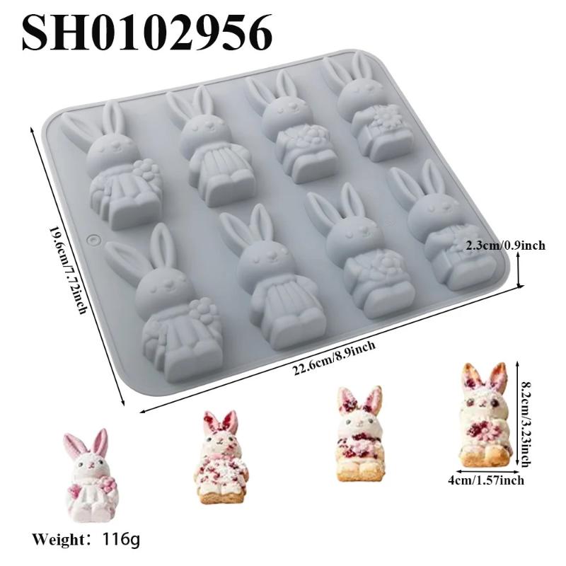 

Силиконовые формы для шоколада и выпечки в виде Пасхального кролика, 3D-кролик, силиконовая посуда для выпечки десертов на Пасху B
