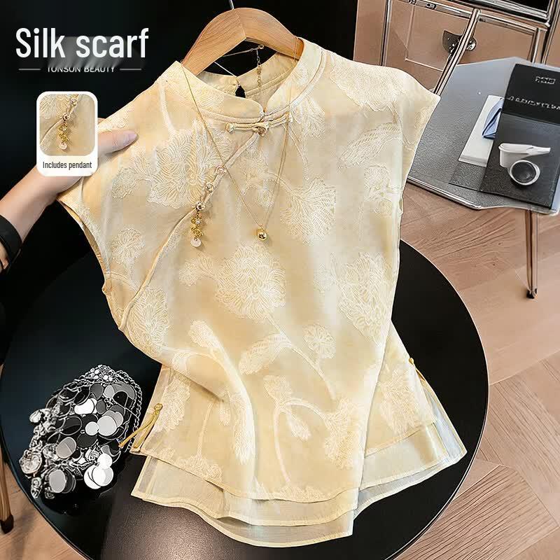 Women s New Chinese Style Short-Sleeved Shirt XXL