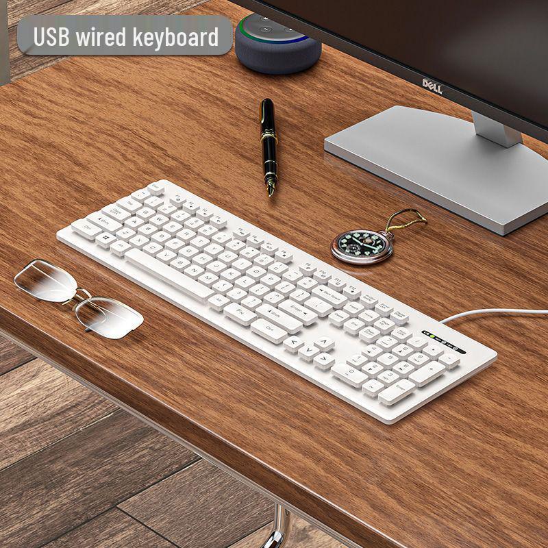 Silent Wireless/Wired Keyboard & Mouse Set for Girls - Ideal for Laptops, Office & Home Use.