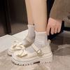 Fashion “Sweet School - Style” Patent - Leather Mary Janes, Double - Strap & Bow Decorated Chunky Heels, Ideal for Daily & JK Outfits