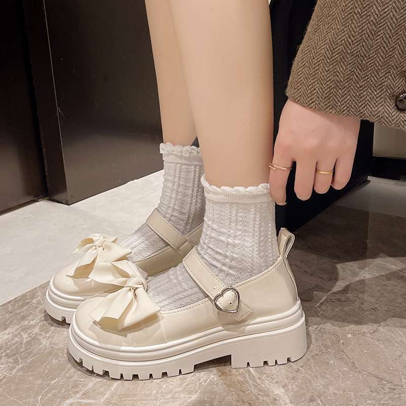 Fashion “Sweet School - Style” Patent - Leather Mary Janes, Double - Strap & Bow Decorated Chunky Heels, Ideal for Daily & JK Outfits