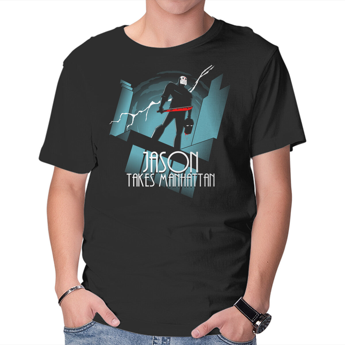 Unisex Crew Neck T-Shirt The Animated Slasher Graphic Short Sleeve Casual Tee XS