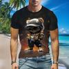 Men Funny Animal Shirt Round Neck Prints Tee Casual T-shirt Cartoon Short Sleeve Pullover for Daily
