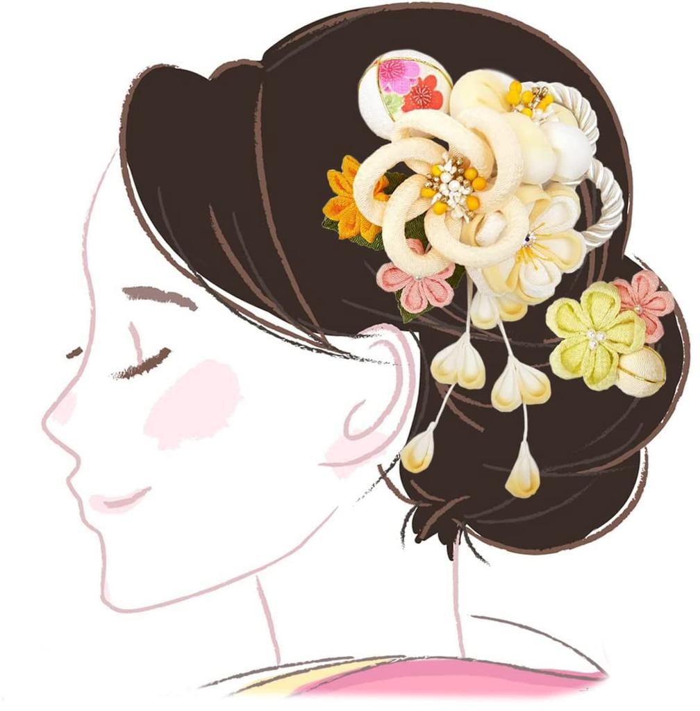 Sada ozdob do vlasů Furisode obřad Bílá Tsumami Crafts Krep [Kyoto Usagido] 2 kusy dospívání wk-338