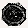 Schwarze Katze Pentagramm Mondphase Keltischer Knoten Kristall Aufkleber Regenschirm, Niedlicher Regenschirm mit Niedlichem Design, Tragbarer 3-fach Kompaktregenschirm für Damen & Herren,
