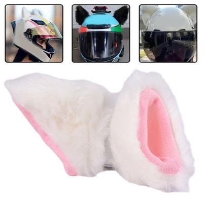 Motorcycle Helmet Decor Cat Ears Cute Plush Stickers Motocross Full Face Off Road Helmet Cosplay Styling Motorcycle Accessories