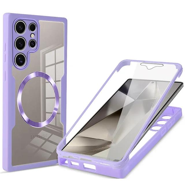 360° Fully Protected Double-sided Case For Samsung S25 Ultra S22 S23 S21 S24 Plus Magnetic Cover For Magsafe Wireless Charging