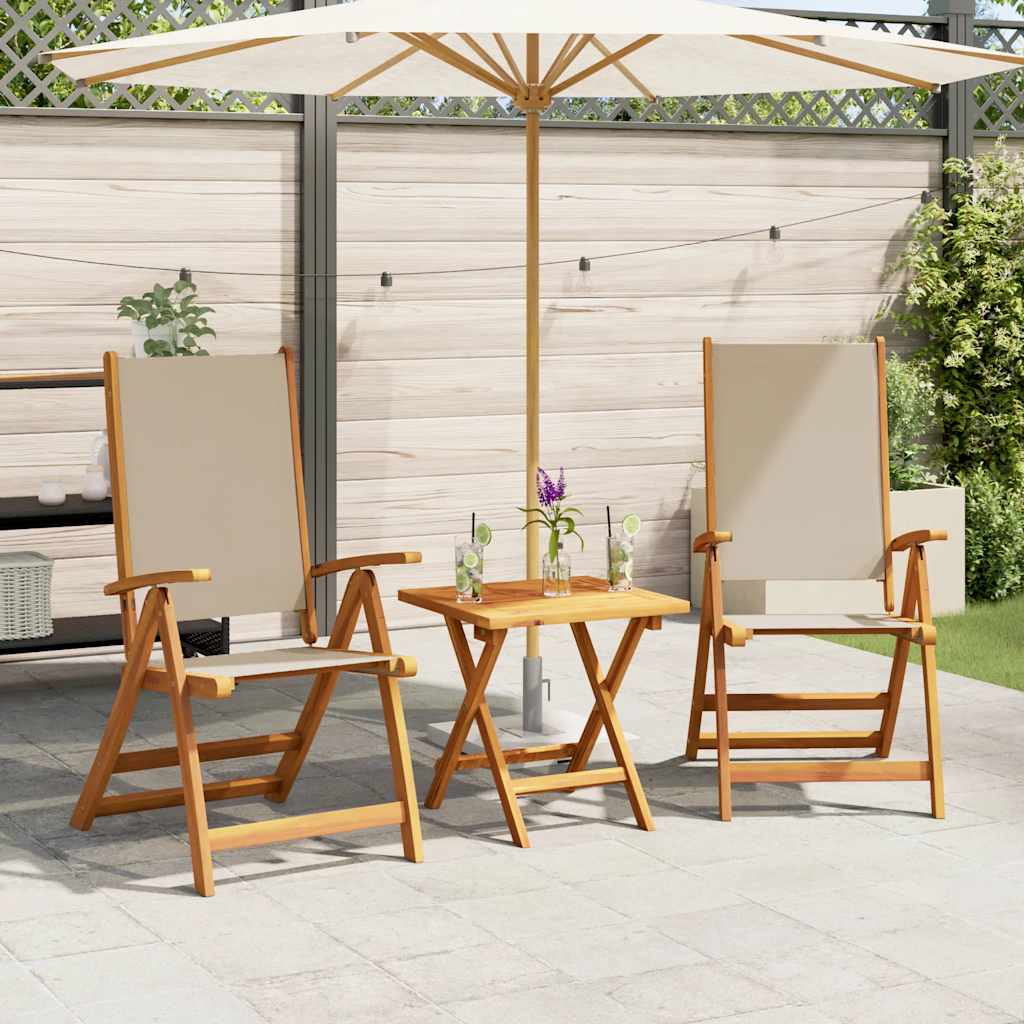 Vidaxl Folding Garden Chairs, 2 Pcs., Acacia Wood and Textilene