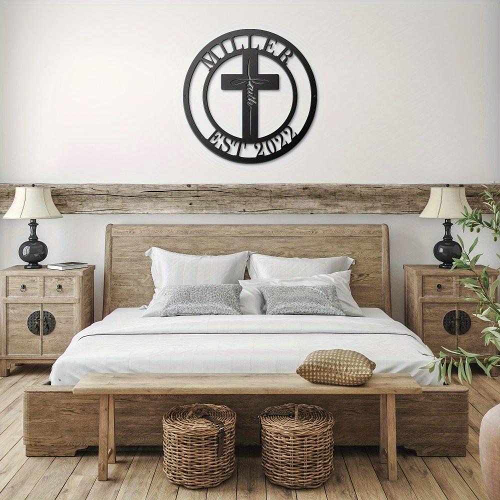 Personalizable Metal Cross Wall Decor, Hanging Sign for Home Door Outdoor Party Scene, Valentine Gift