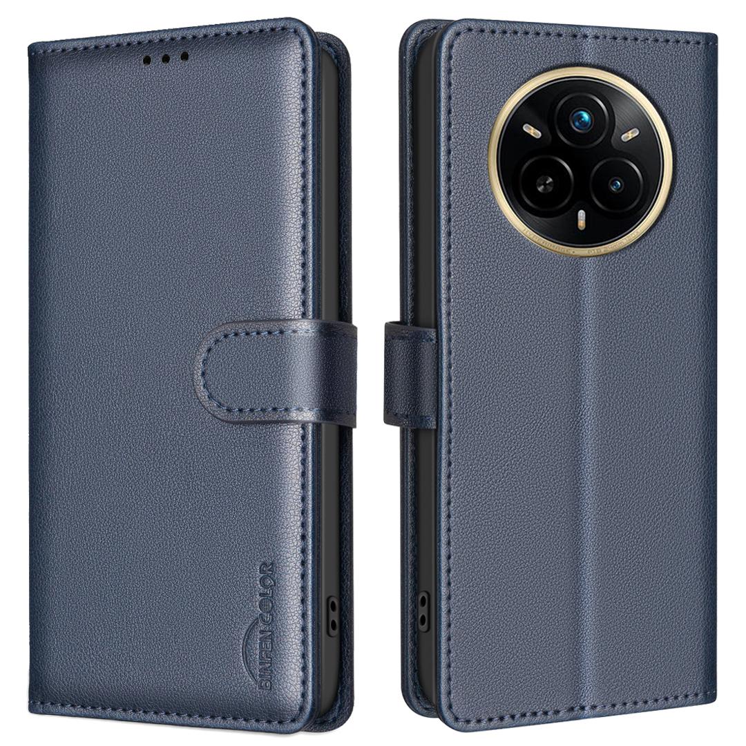 

BINFEN COLOR BF32 For Realme 14 Pro 5G Leather Case Wallet RFID Blocking Phone Cover Blue