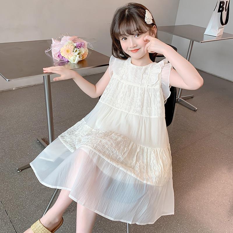 Children's Dress Summer Girls Embroidery Princess Dress Clothing Sleeveless Baby Kids Simple Style Fairy Dress