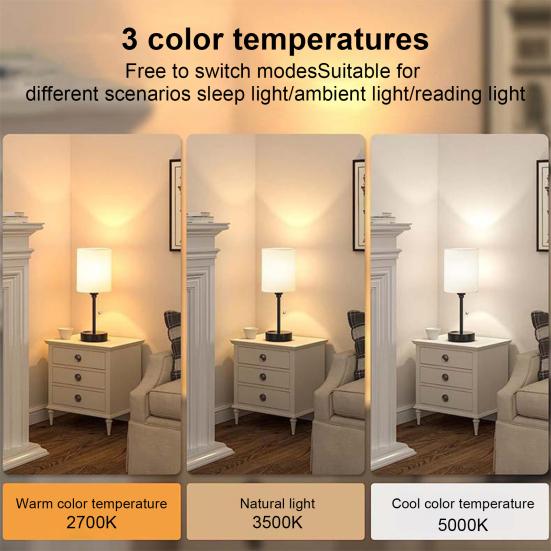 Bedside Lamp with USB Port Dimmable 3 Color Temperatures Flicker Free Eye
