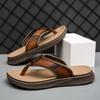 Herren Outdoor Strand Kuhleder Flip-Flops - Atmungsaktive Lässige Große Zehentrenner Sandalen