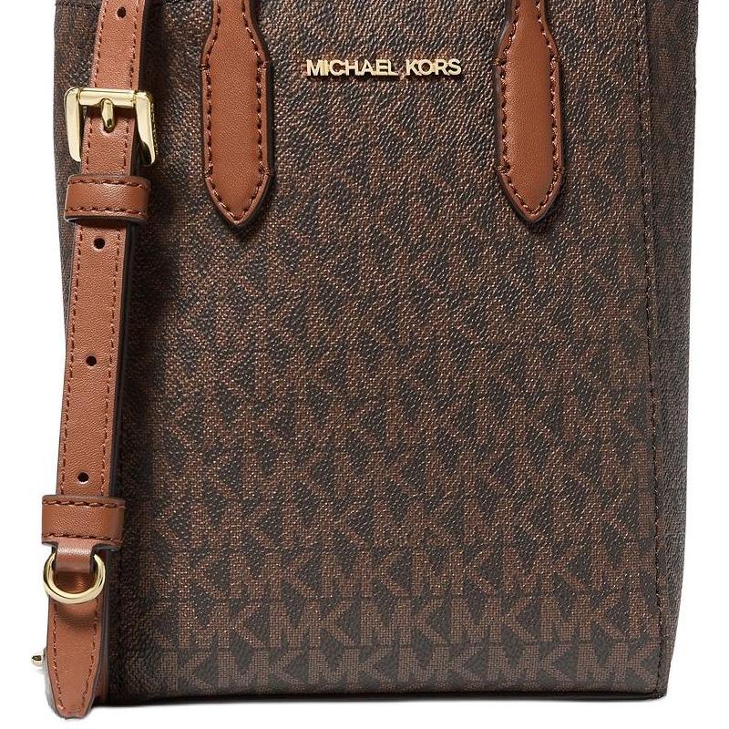 Michael Kors Vincent Logo Print Magnetic Closure Coated Canvas Shoulder Crossbody Mini Bag Women Handbags Dark-Brown 35F4G2VC0B-BROWN
