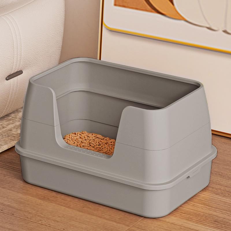 Grande Litière pour Chat Semi-Fermée, Bac à Litière Pliable et Épaissi Anti-Fuite avec Bords Hauts, Toilette pour Chat Anti-Éclaboussures Fournitures pour Animaux de Compagnie