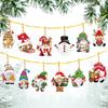 12Pcs Acrylic Christmas Theme Diamond Painting Hanging Ornaments Kit 5D DIY Diamond Art Hanging Decorations for Christmas Tree
