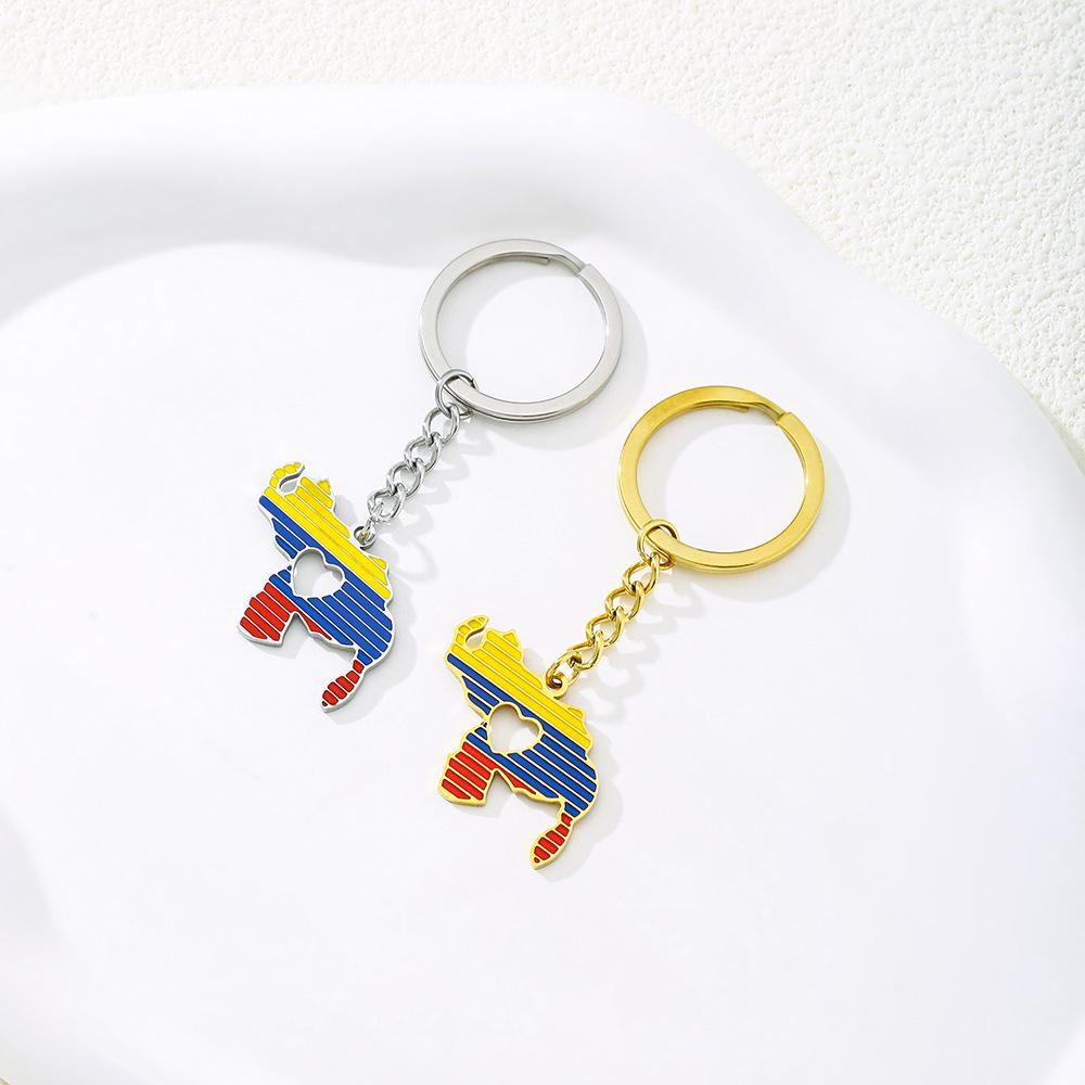 Venezuela Heart Pendant Keychain – Retro Ethnic Style for Men & Women